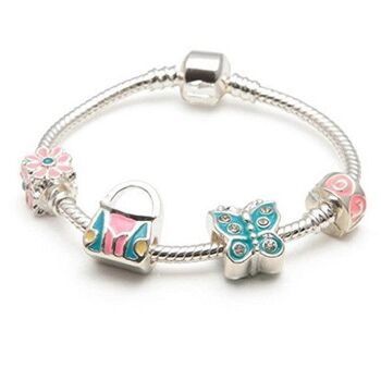 Bracelet Enfant 'Butterfly Heaven' Plaqué Argent Perle Charme 16cm 1