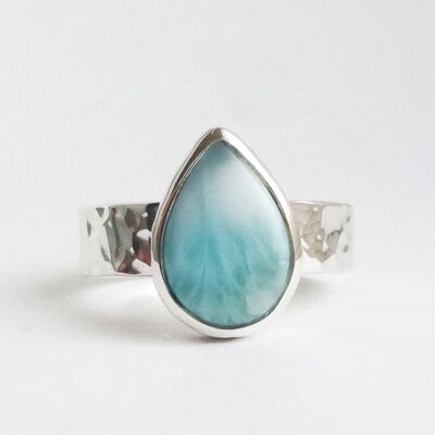 Voyage Larimar Sterling Silver Hammered Ring