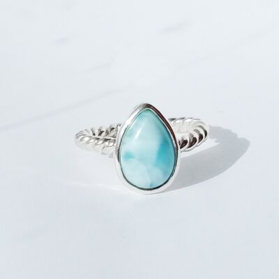 Oceania Blue Larimar Ring in Sterling Silver 925 FF_RING15-1