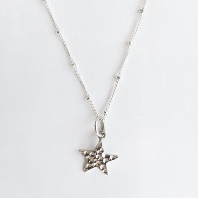 Hammered Silver Star Bobble Chain Necklace