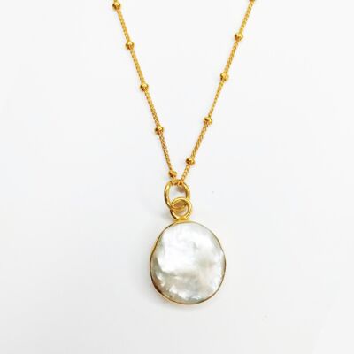 Keishi Pearl Bobble Chain Necklace in Sterling Silver with 18kt Gold Plate
