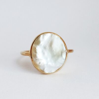 Keishi Pearl Princess Ring in Sterling Silver with 18kt Pure Gold Plate