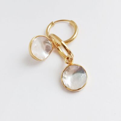 Natural Keishi Pearl Dangle Hoops in Sterling Silver 925 with 18kt Gold Plate