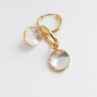 Natural Keishi Pearl Dangle Hoops in Sterling Silver 925 with 18kt Gold Plate