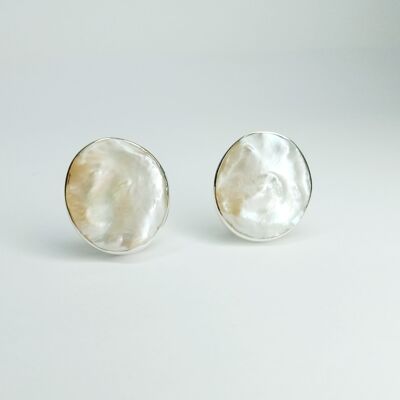 Natural Keishi Pearl Silver 925 Stud Earrings