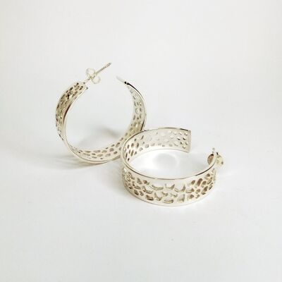Sterling Silver Labyrinth Wide Boho Hoops