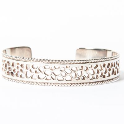 Labyrinth Silver 925 Open Backed Thin Coral Bangle