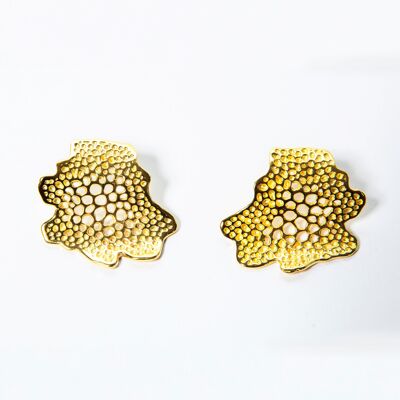 Labyrinth Big Wavy Coral Earrings in 18kt Gold Plate
