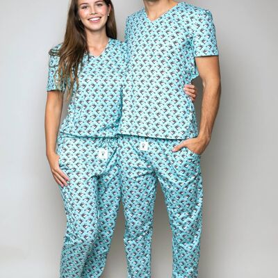 Skating Penguins - Organic Cotton Pajama Set Unisex Long