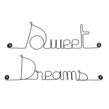 Mot en fil de fer  : " Sweet dreams " - Décoration Murale à punaiser dans une chambre à coucher - Bijoux de Mur 1