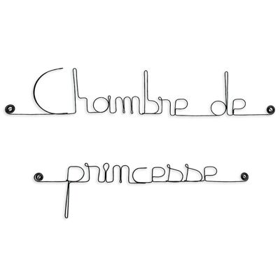 Décoration Murale Fille en Fil de fer : " Chambre de princesse " - Cadeau Naissance - Chambre Enfant