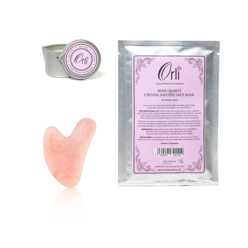 Face Mask, Treatment Candle & Ribbon Gift Set - with Gua Sha