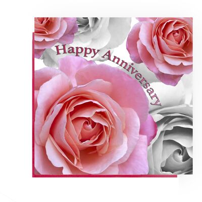 anniversary card - pink rose Anniversary greeting card