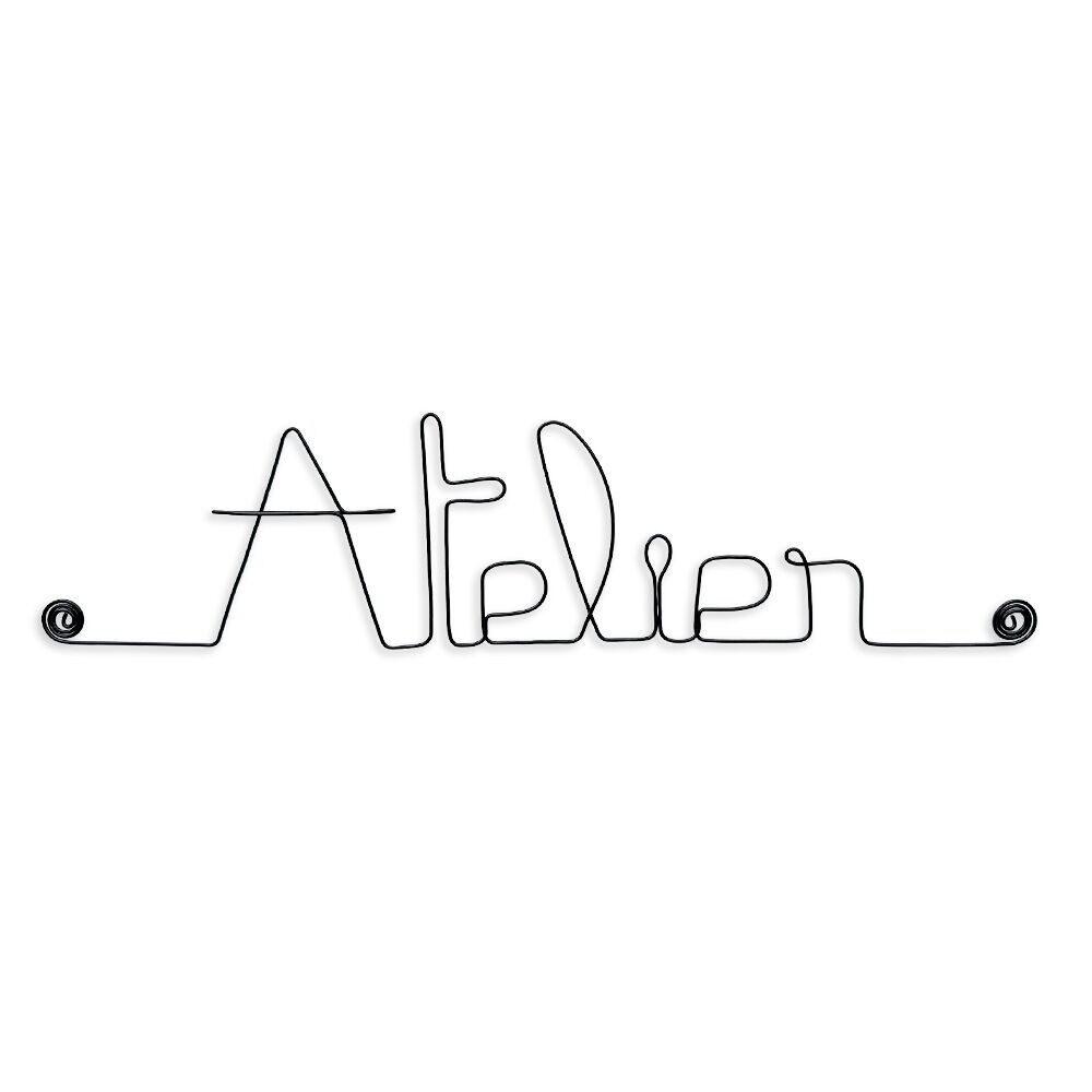 Parola in filo metallico "Workshop" - Decorazione da parete - Targa da porta a spilla - Gioielli da parete