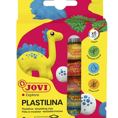 JOVI - Vegetable-based modeling clay, 6 sticks of 15 grams, assorted colors