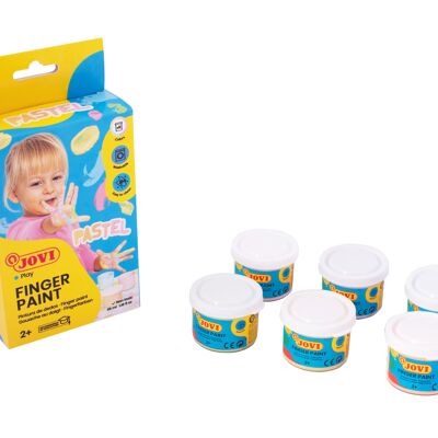 JOVI - Fingerfarbe, Karton mit 6 Packungen à 35 ml, Pastellfarben, hergestellt aus natürlichen Inhaltsstoffen