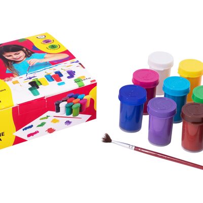 JOVI - tempera liquida, 12 scatole da 15 ml + pennello, Colores surtidos, Pittura a base di ingredienti naturali