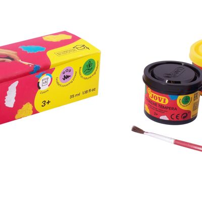 JOVI - Pintura gouache liquida, 5 cajas de 35ml + pincel, Colores surtidos, Pintura a base de ingredientes naturales