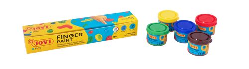 JOVI - Pintura para Dedos, Caja de 6 Botes de 35ml, Colores Surtidos, Elaborada con Ingredientes Naturales