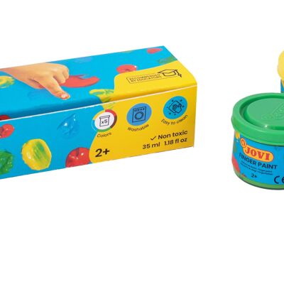JOVI - Pintura para Dedos, Caja de 6 Cajas de 35ml, Surtidos de Colores, Elaborada con Ingredientes Naturales