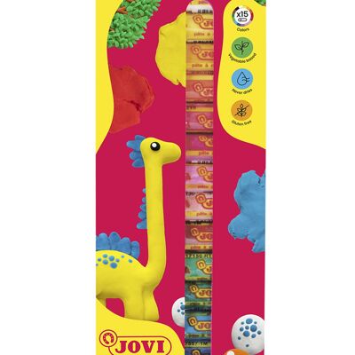 JOVI - Vegetable-based modeling clay, 15 sticks of 15 grams, assorted colors