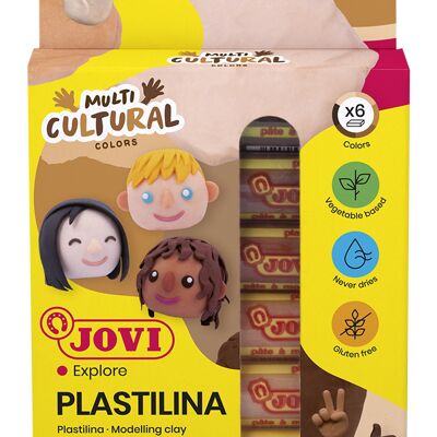 JOVI - Pasta da modellare a base vegetale, 6 bastoncini da 15 grammi, colori multiculturali