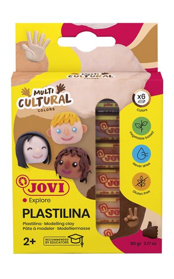 JOVI - Pâte à modeler base végétale, 6 baguettes de 15 grams, couleurs multiculturelles 1