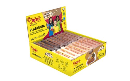 JOVI - Pasta de modelar Plastilina de base vegetal, 18 barritas de 50 gramos, Colores multiculturales