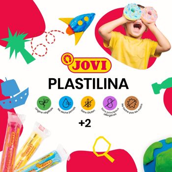 JOVI - Pasta de modelar Plastilina de base vegetal, 18 barritas de 50 gramos, Colores multiculturales 8