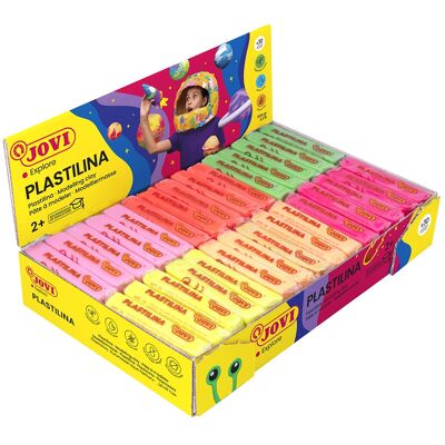 JOVI Pâte à modeler base végétale, 30 baguettes de 50 grams, couleurs fluorées assorties