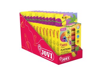 JOVI - Pâte à modeler base végétale , 6 baguettes de 15 grams, couleurs fluorées assorties 3