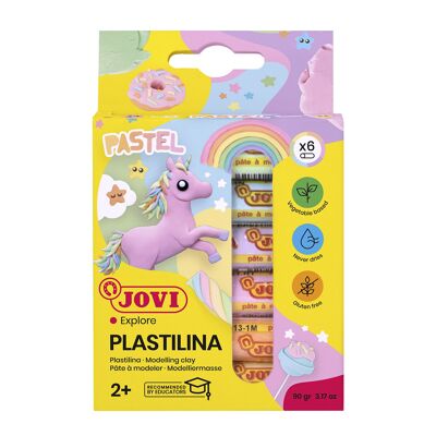 JOVI - Plastilina de base vegetal, 6 barras de 15 gramos, colores pastel surtidos