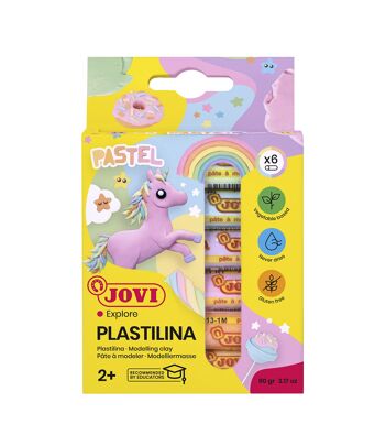 JOVI - Pâte à modeler base végétale, 6 baguettes de 15 grams, couleurs pastel assorties 1