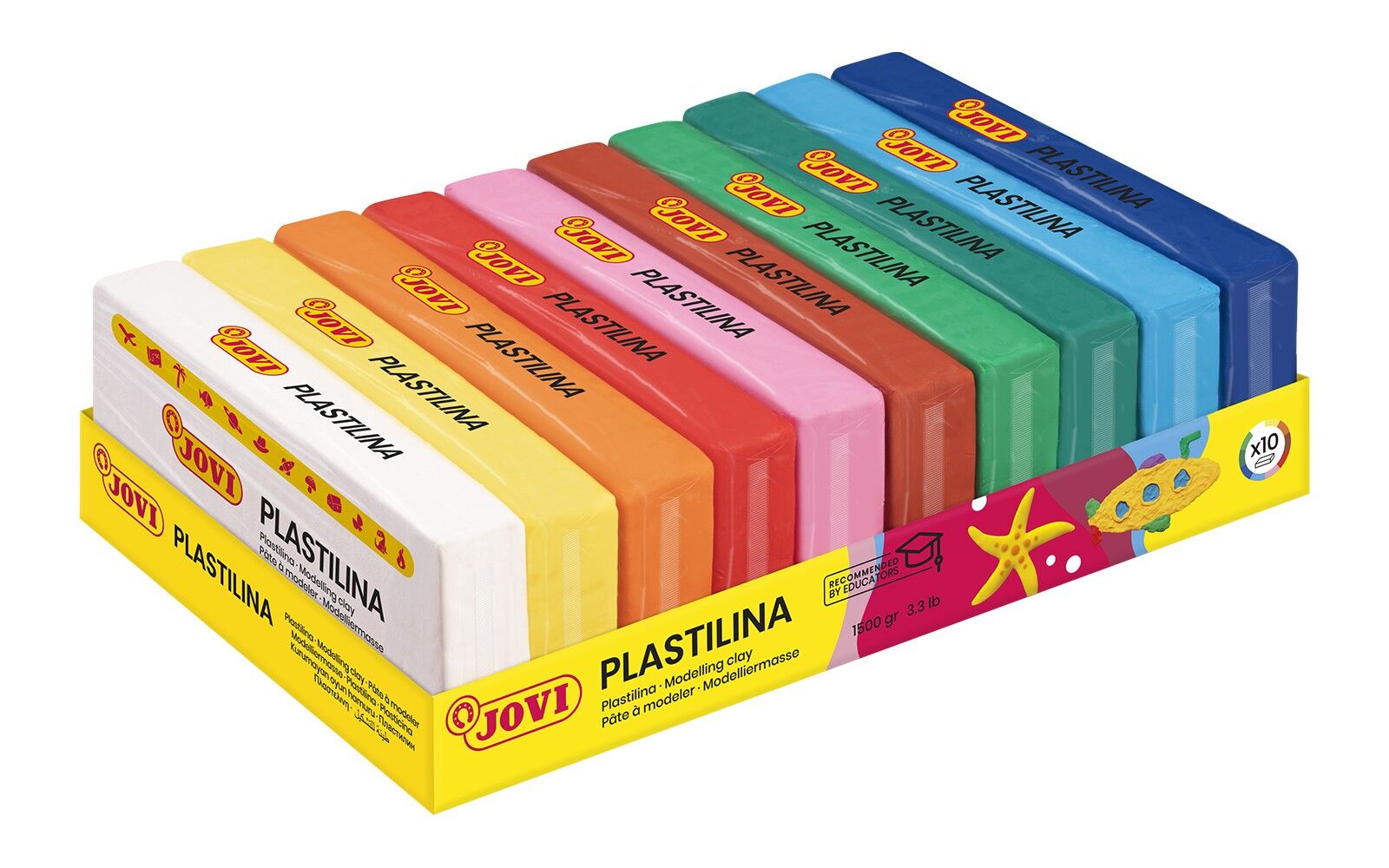 JOVI - Plastilin-Modellierpaste auf pflanzlicher Basis, 10 Riegel à 150 Gramm, Übergrößen