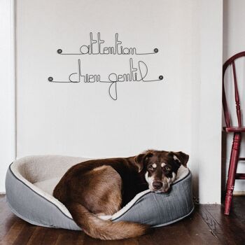Plaque de porte " Attention chien gentil " - Décoration Murale en fil de fer à punaiser - Bijoux de Mur 4