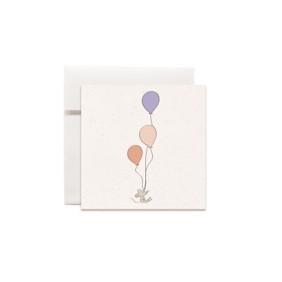Mini greeting card Mouse with balloons