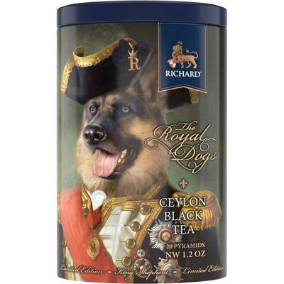 RICHARD TEA, ROYAL DOGS, KING SHEPHERD, ROYAL CEYLON BLACK TEA, 20 MESH PYRAMIDS - gift package, gift for family, gift for friends, gifts for parents, New Year gift