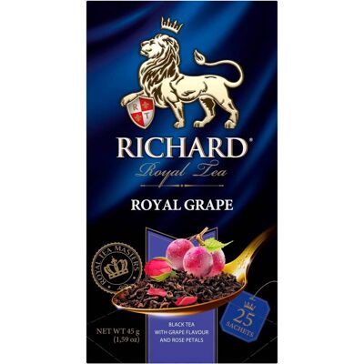 RICHARD ROYAL GRAPE, flavoured black tea in sachets, 45 g