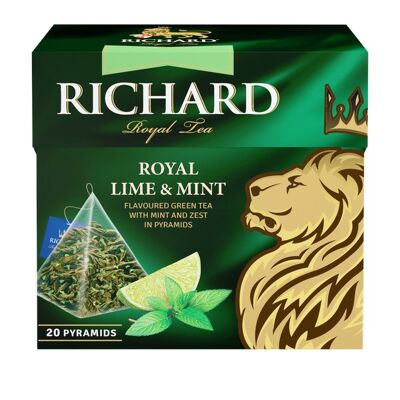Tea RICHARD Royal Lime&Mint, flavoured green tea in pyramids, 20 x 1.7 g