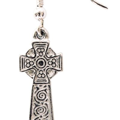 Celtic cross drop earrings