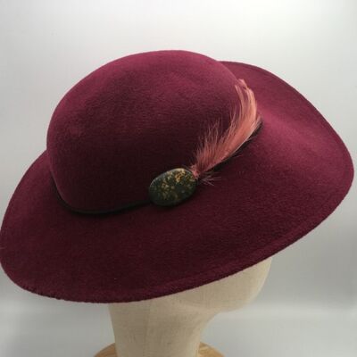 Felicity - Burgundy fur felt hat with a brim - Picture hat - Burgundy - Felt