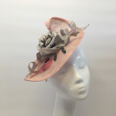 Storm -Pink sinamay straw headpiece on a headband - Pink - Sculptured Headpiece - Sinamay straw