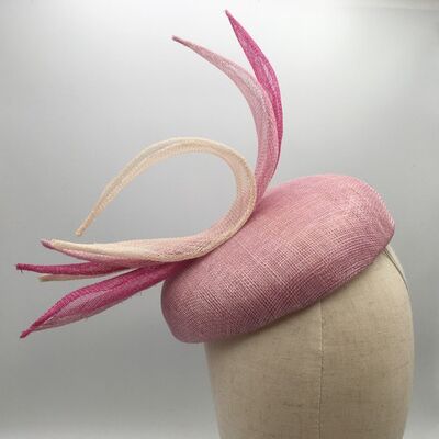 Candy Floss - Pink sinamay fascinator - Pink - Button headpiece - Sinamay straw