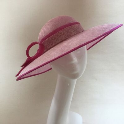 Jan - Pink sinamay hat with large brim - Pink - Picture hat - Sinamay straw