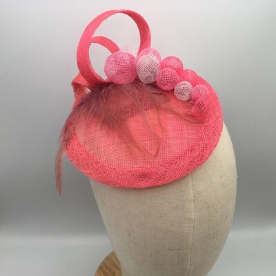 Summer - Red - Cocktail hat - Sinamay straw