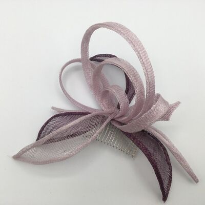 Belinda -Fascinator with purple and lilac sinamay circles and leaves on a comb - Purple - Fascinator - Sinamay straw