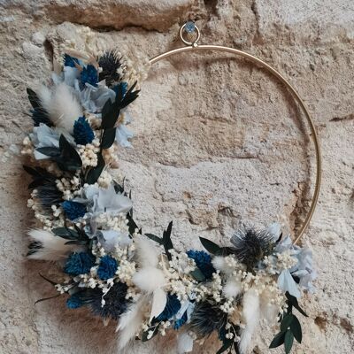 Blue velvet wall wreath