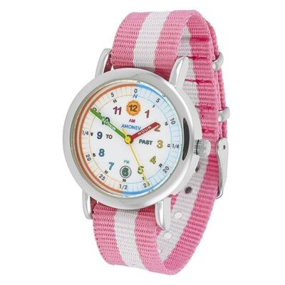 Time Teacher Watch Pink and White Strap