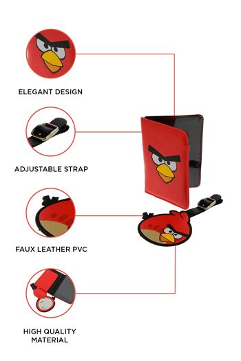 Ensembles-cadeaux porte-passeport et étiquette de bagage Angry Birds 4