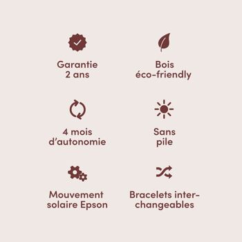 Montre solaire SUNRISE pomme chocolat (vegan) 7